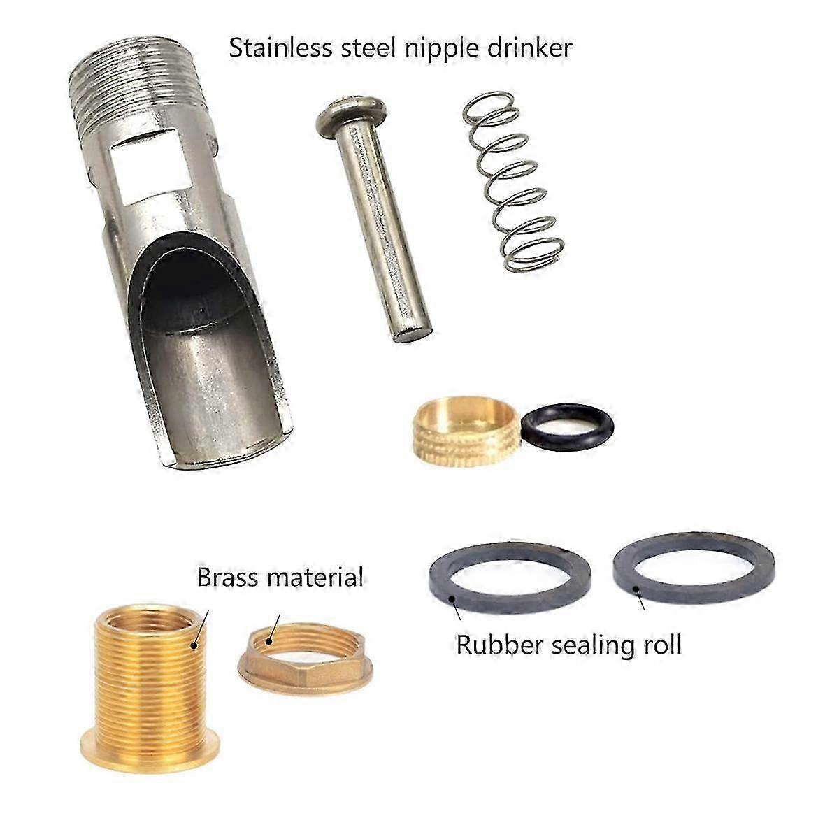 5 Pcs Pig Nipple Waterer for Kit Automatic Pig Nipple Drinker Hog Drinker Feeder with Brass Water Ta