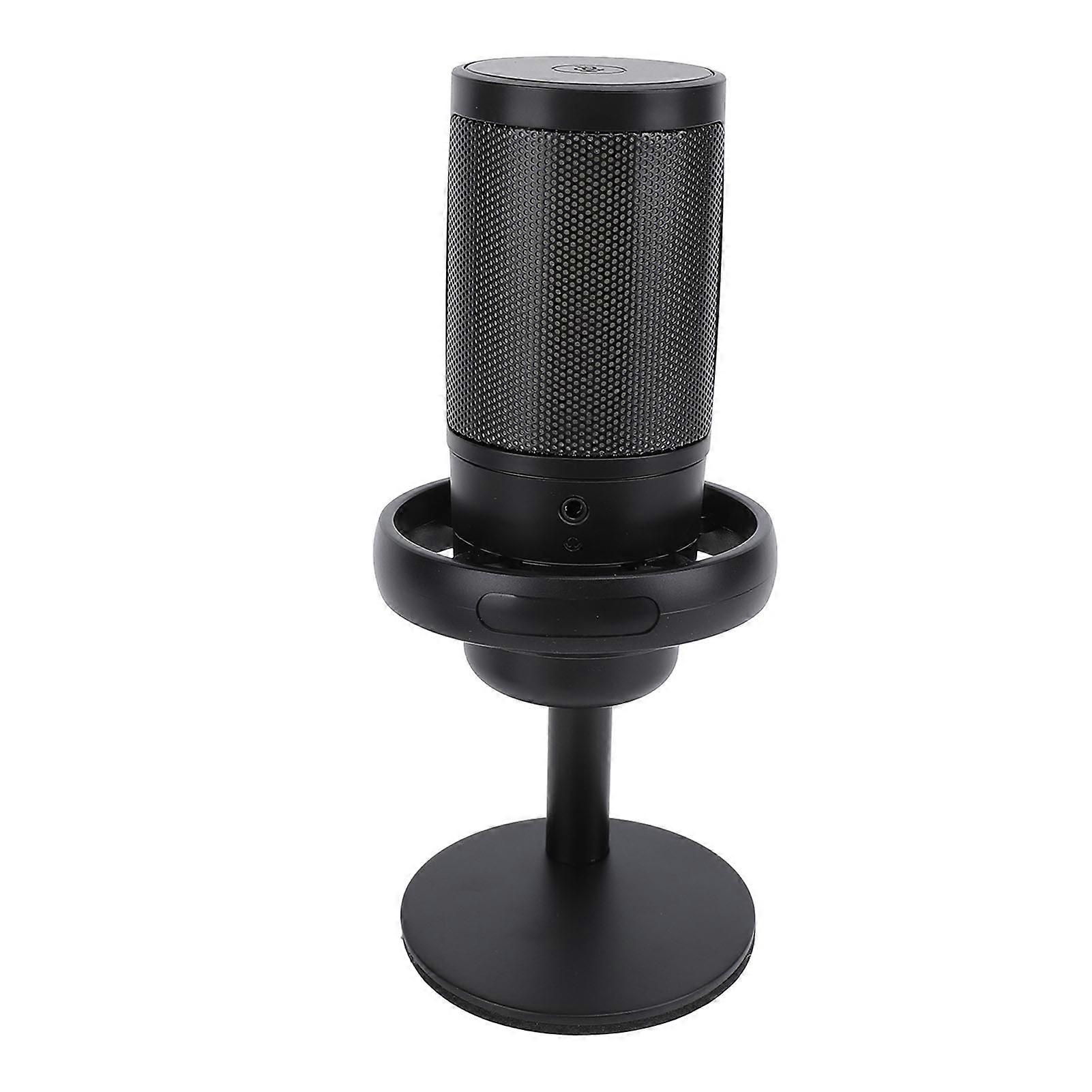 Gaming Microphone Quick Mute Color Ambient Light USB PC Condenser Mic with Pop Filter Shock Mount Rotate Gain Key for Live Streaming 