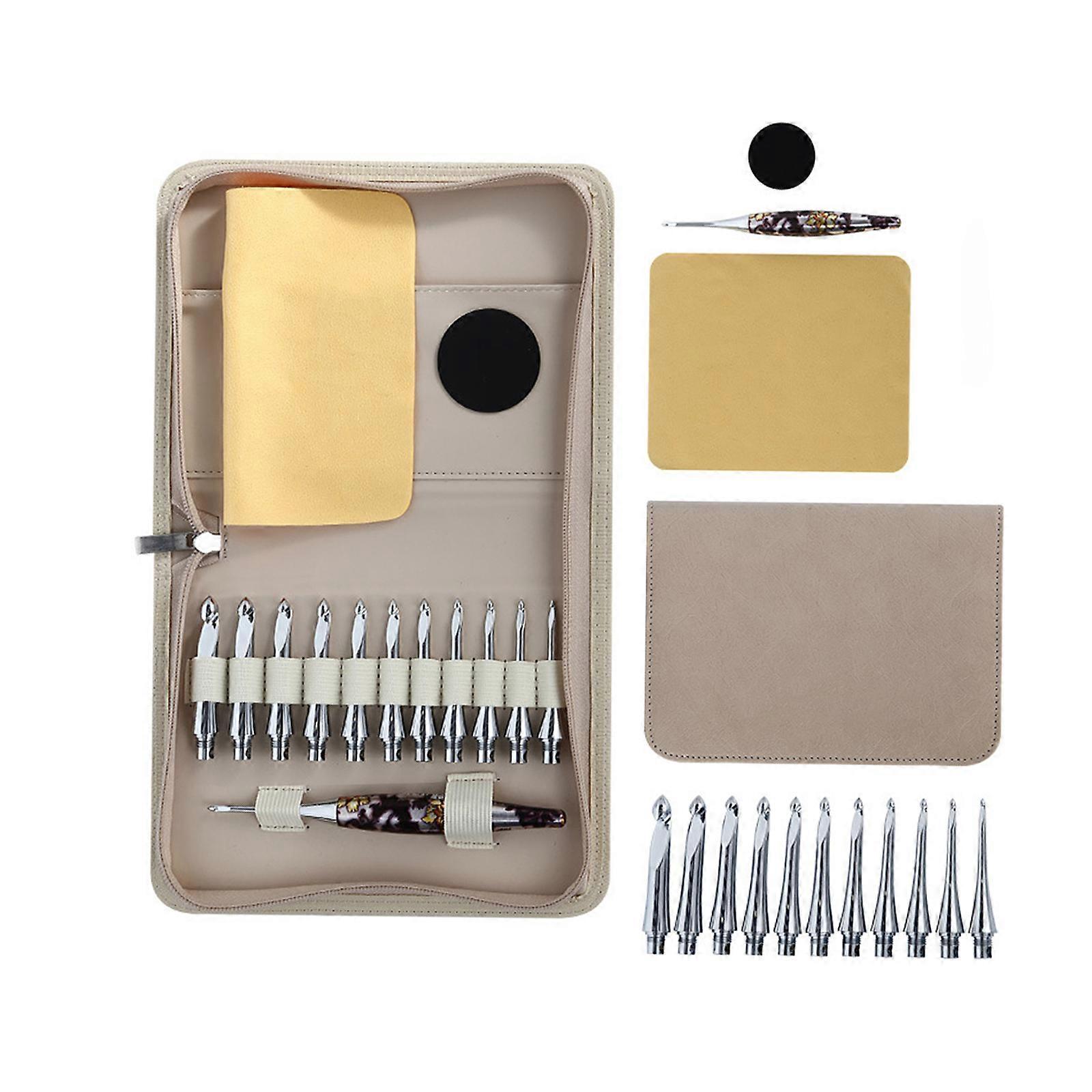 Interchangeable Crochet Hook with 11Pcs Replaceable Tip 3.5mm-10mm Ergonomic Tunisian Crochet Hook Knitting Needle Tool Multicolor