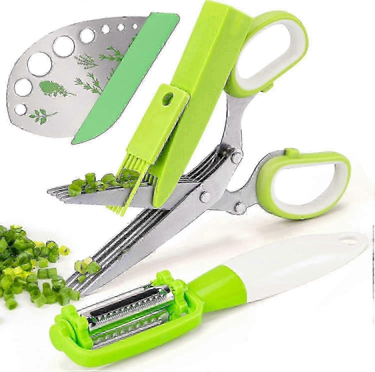 Herb scissors leaf scissors, stainless steel 5-blade kitchen scissors