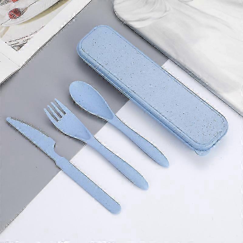 Reusable Camping Cutlery Set with Travel Case - Lightweight Plastic Spoon Fork