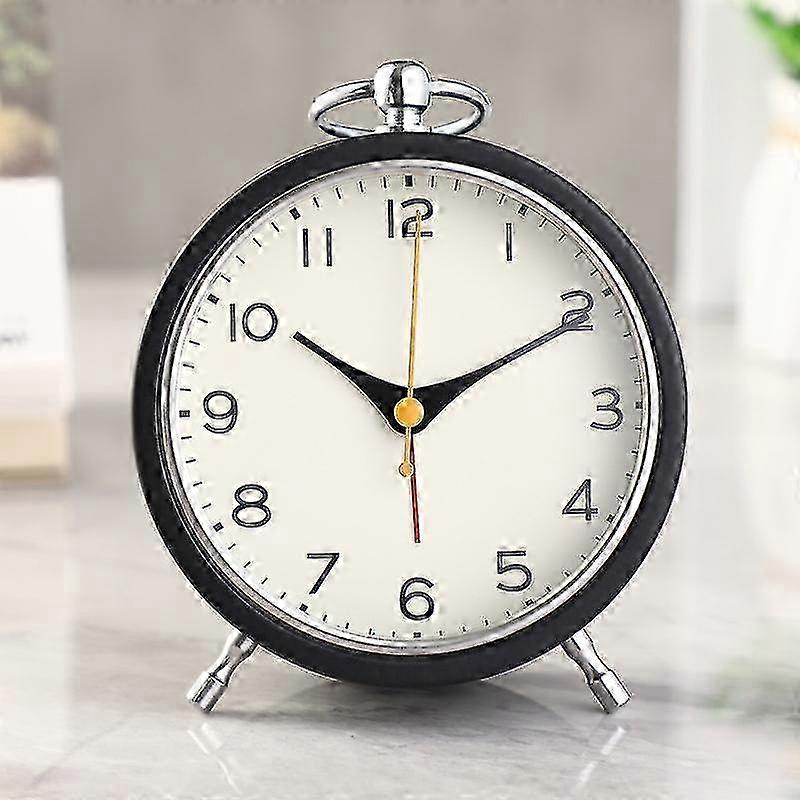 Retro Metal Alarm Clock with Night Light - Non-ticking, Accurate Quartz Movement for Bedroom Decor