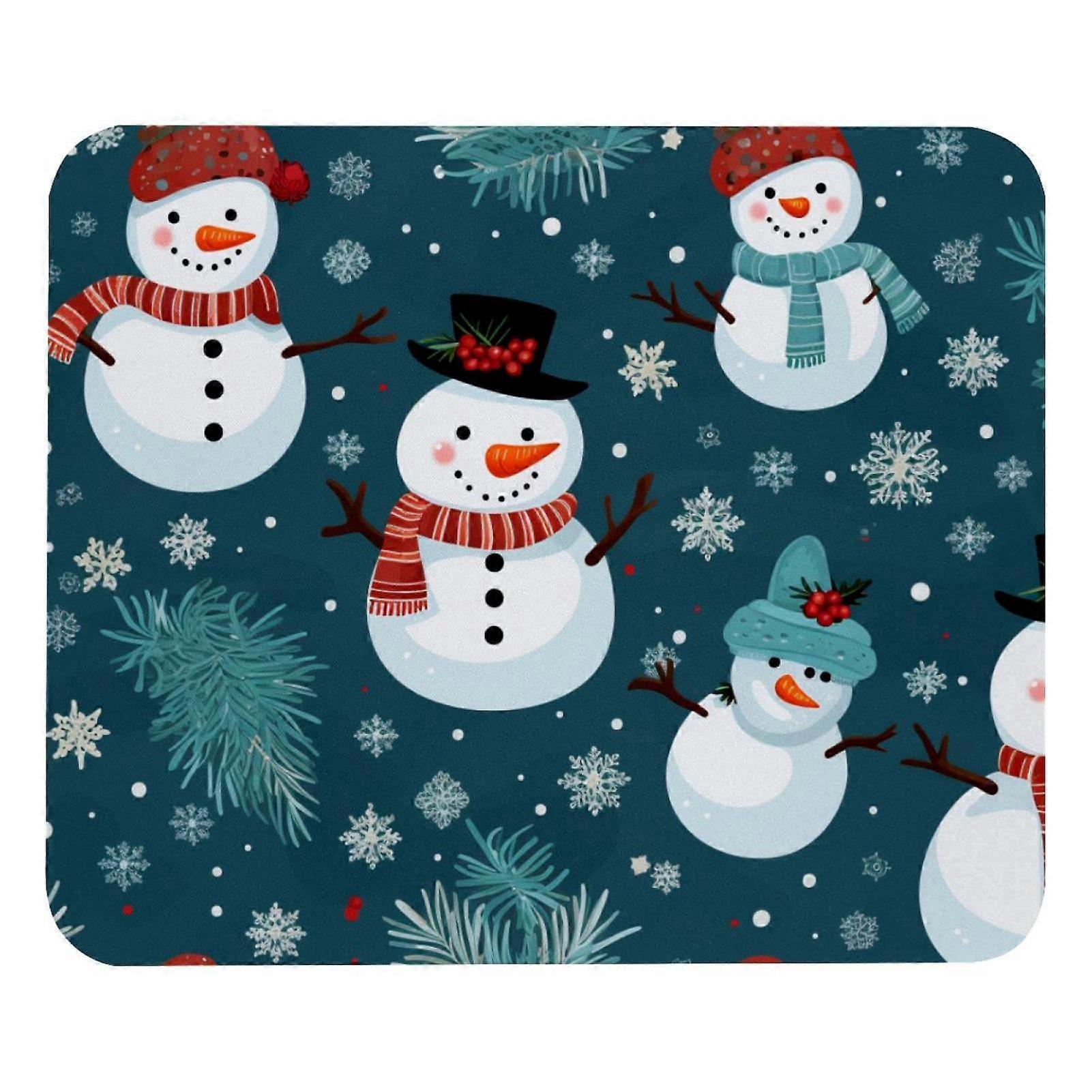 Christmas Snowman Mouse Pad with Non-Slip Rubber Base, 8.3'' x 9.8'' Square Gaming & Desk Mat for Laptop, Office, Home