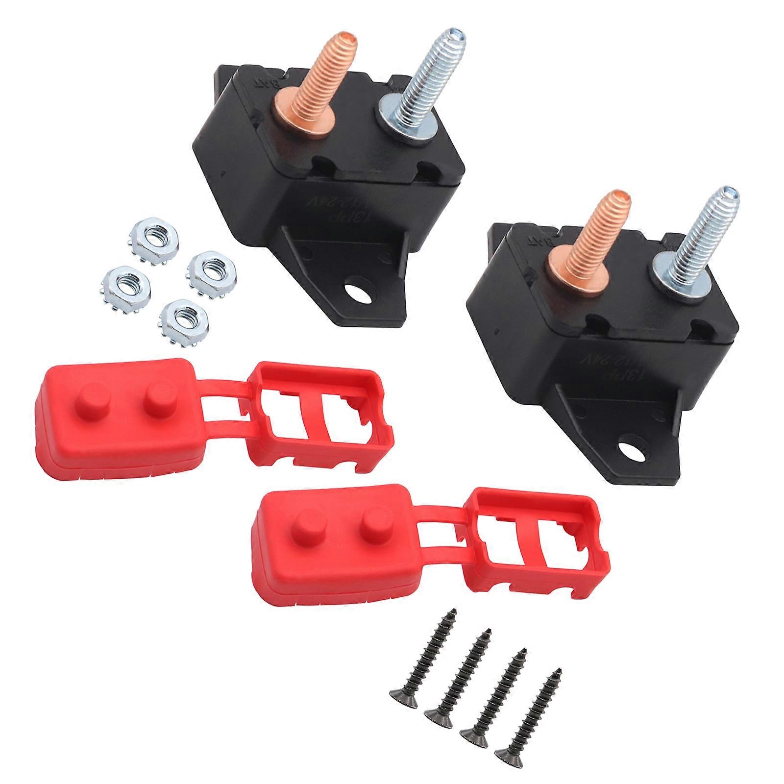 2PCS 50A Plastic Circuit Breaker Automatic Reset Overcurrent Protective 16.8mm Bolt Length Fit for Automotive Marine Use Multicolor