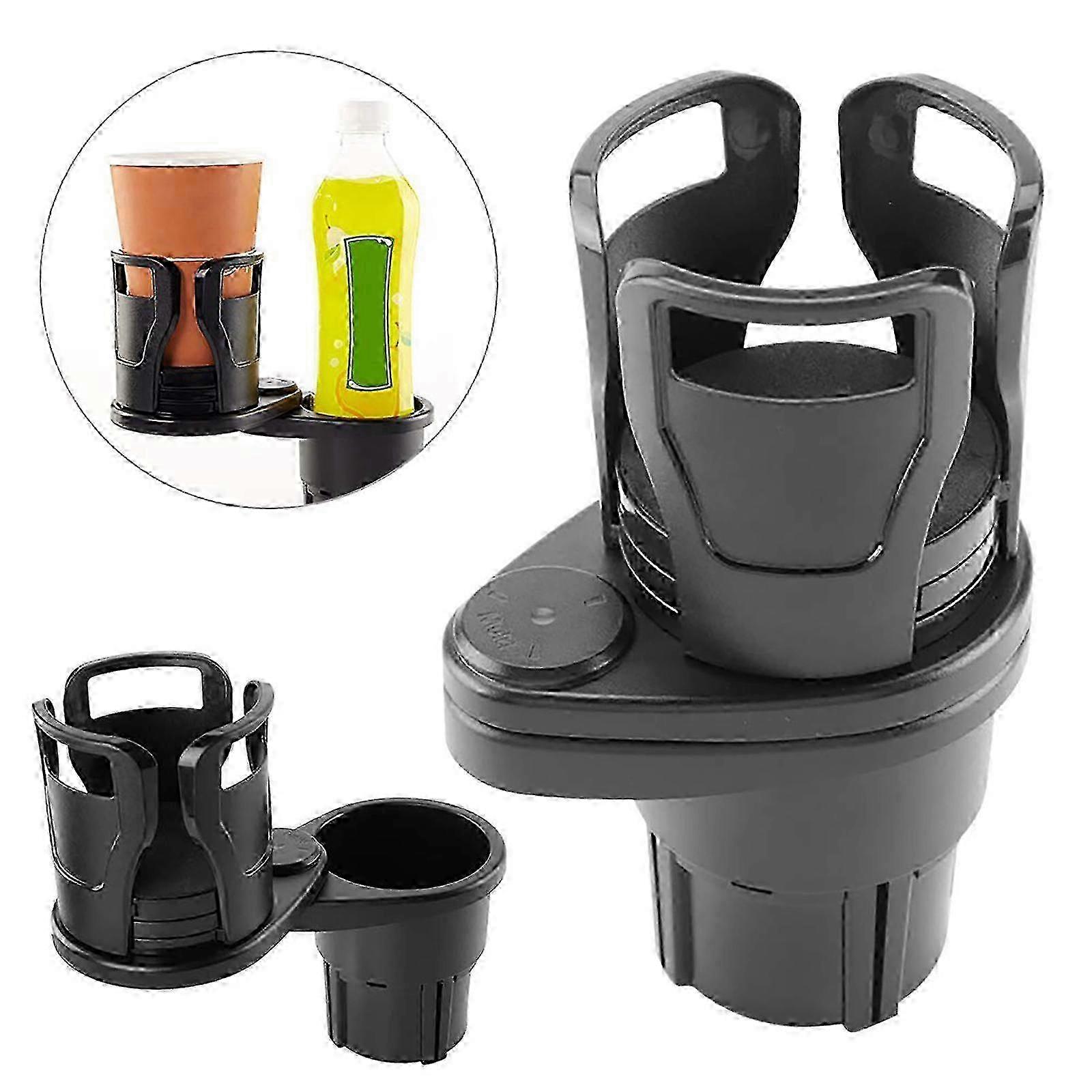 Car Cup Holder Expander Adapter, 2 in 1 Multifunctional 2 Cup Mount Extender Sturdy Cupholder with 360 Rotating Adjustable Base| |