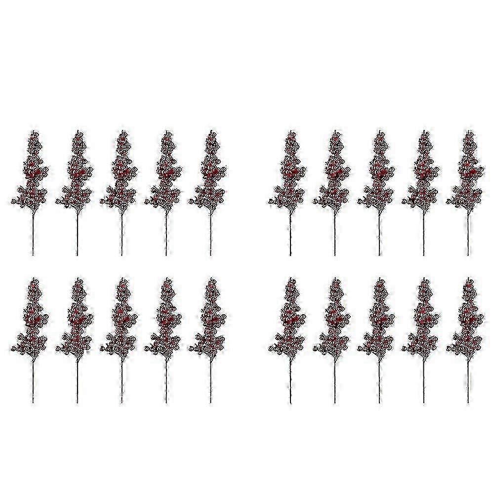 30pcs Artificial Red Berries Decorative Branches With Red Berries Autumn Branches Christmas Picks B