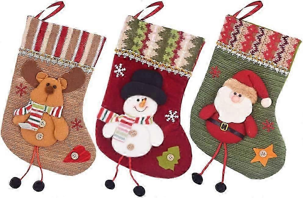 圣诞袜，圣诞袜子圣诞袜圣诞靴袜子糖果悬挂礼品袋，3 件