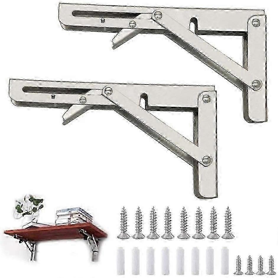 Folding Shelf Brackets, Space Saving Collapsible Wall Mounted Shelf Supports, Heavy Duty Stainless Steel DIY Bracket for Various Home Projects 2025