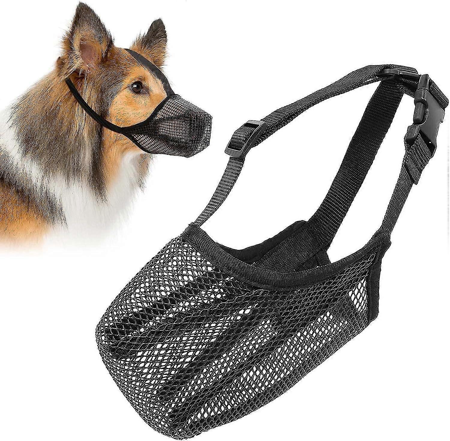 Dog Muzzle, Soft Mesh Muzzle Breathable Dog Muzzles For Small Medium Large Dogs, Poisoned Bait Protection Muzzle With Adjustable Straps, Prevent Bitin