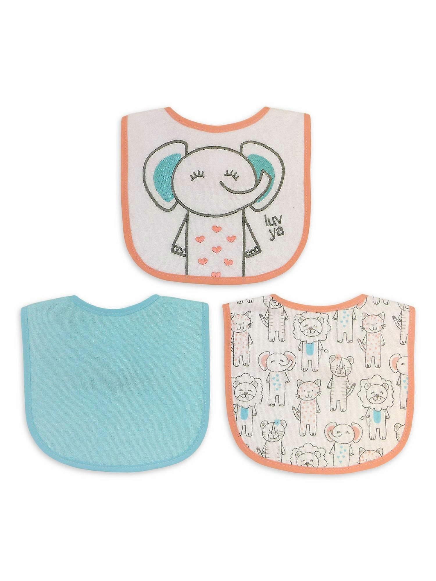 Parents Choice Baby Girls Bibs, 3 Ea