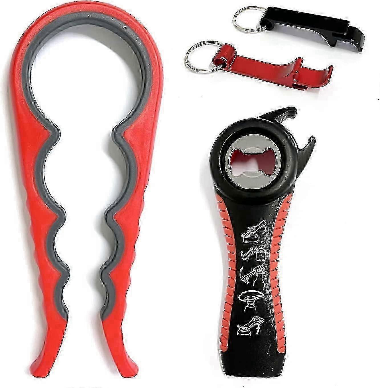 Set of 4 Multifunctional Bottle Openers Can Opener Keychain Easy Access Bottle Caps for Beer Kitchen