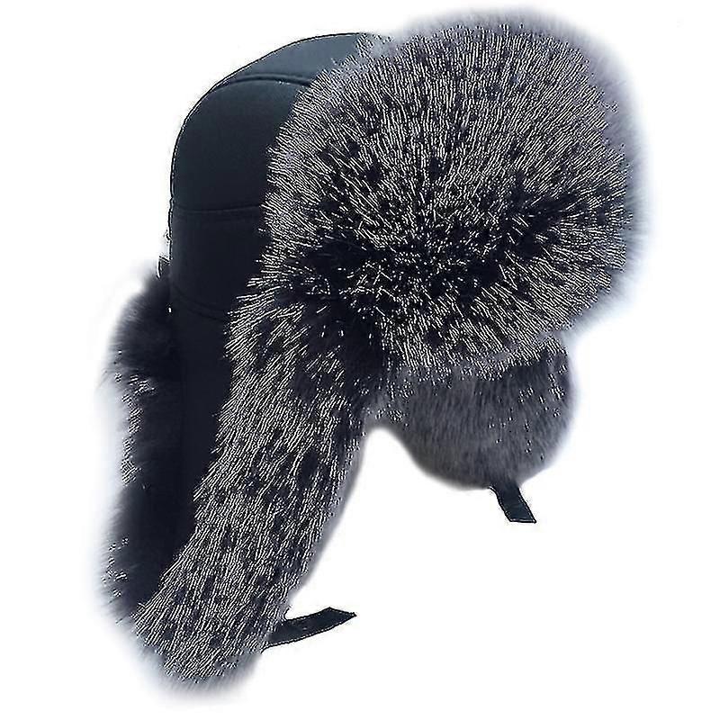 Men's Aviator Hat Fox Fur Russian Winter Hat Keep Warm