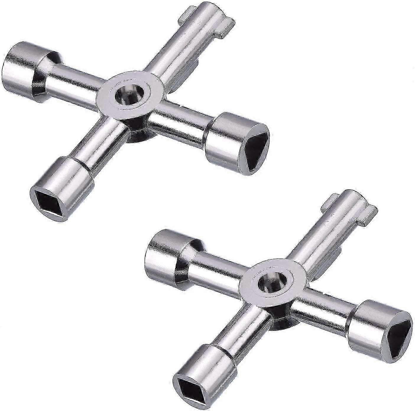 2-pack Electrical Cabinet Keys Gas Keys Universal 4-Way Keys For Multiple Uses (silver) (ShiKai) YC