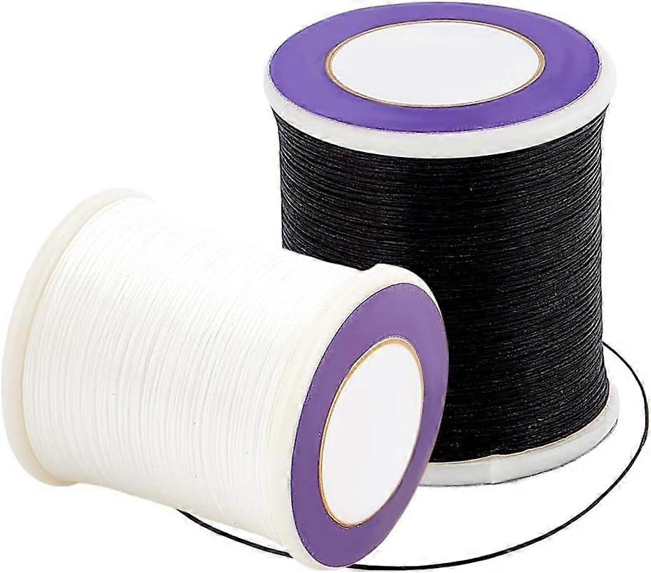 109 Yards 0.1mm Beading Thread Black White Bracelet String 2 Rolls Seed Bead String Coated Beading Cord Nylon Sewing String for Stitching Beading Brac