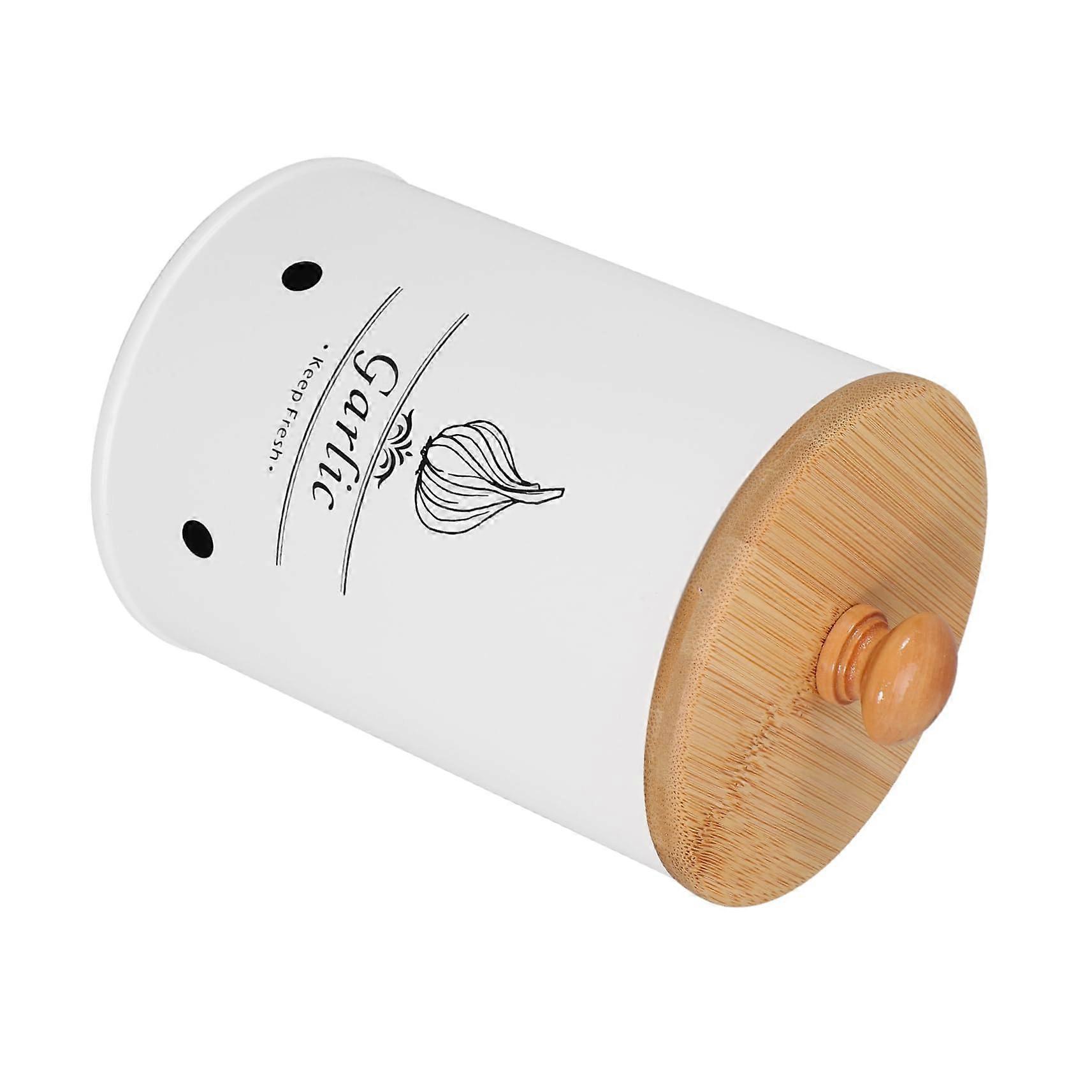 Garlic Storage Container with Lid, Durable Metal Keeper for Kitchen Onions and Potatoes