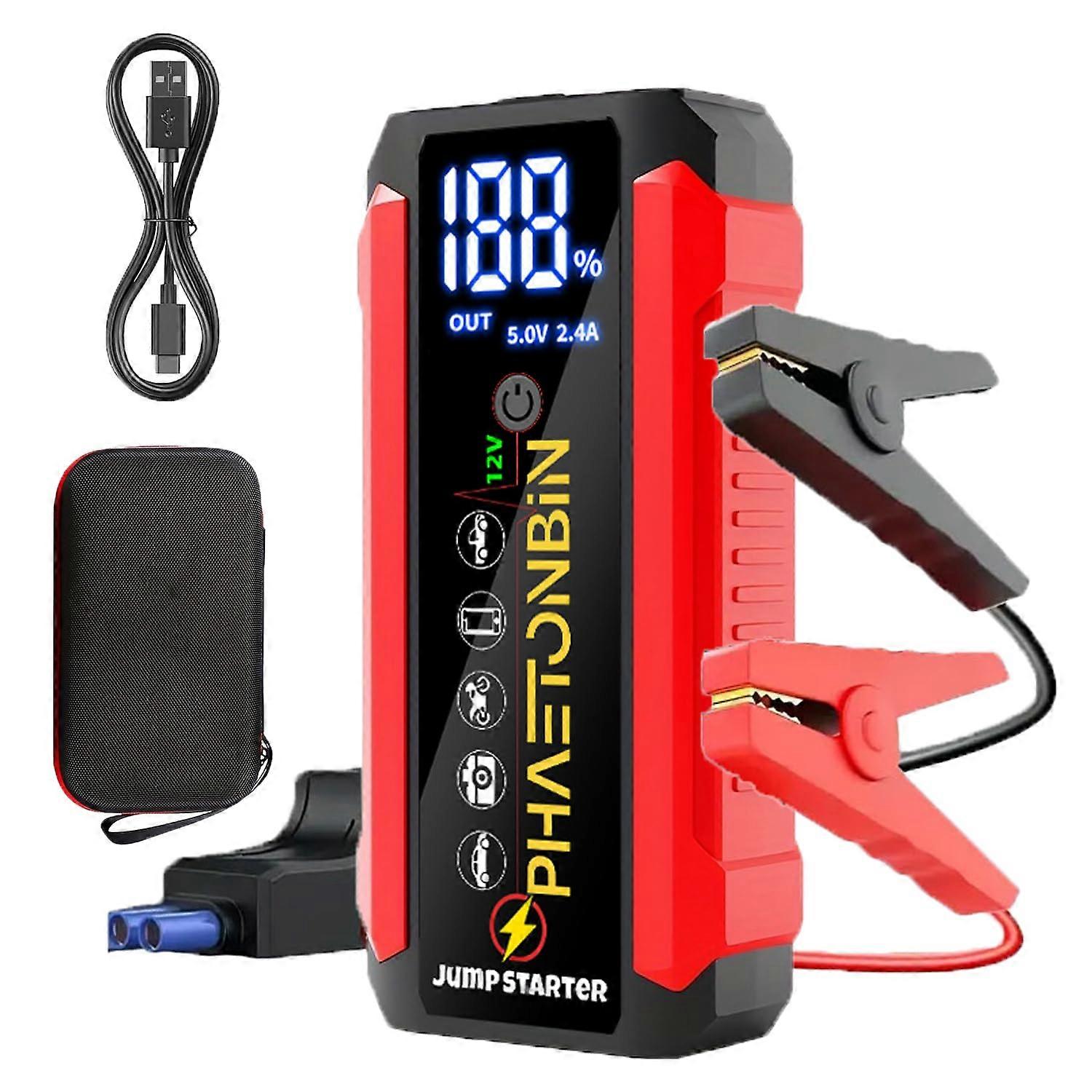 Car Jump Starter 1500A with LCD Display, LED Light, Safety Protection for 12V Gas and Diesel Engines