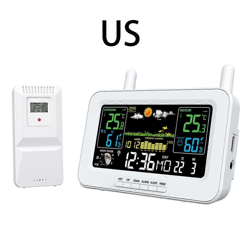 Weather Station Wireless Indoor Outdoor Thermometer Color Display Weather Thermometer with Clock Forecast Station Calendar