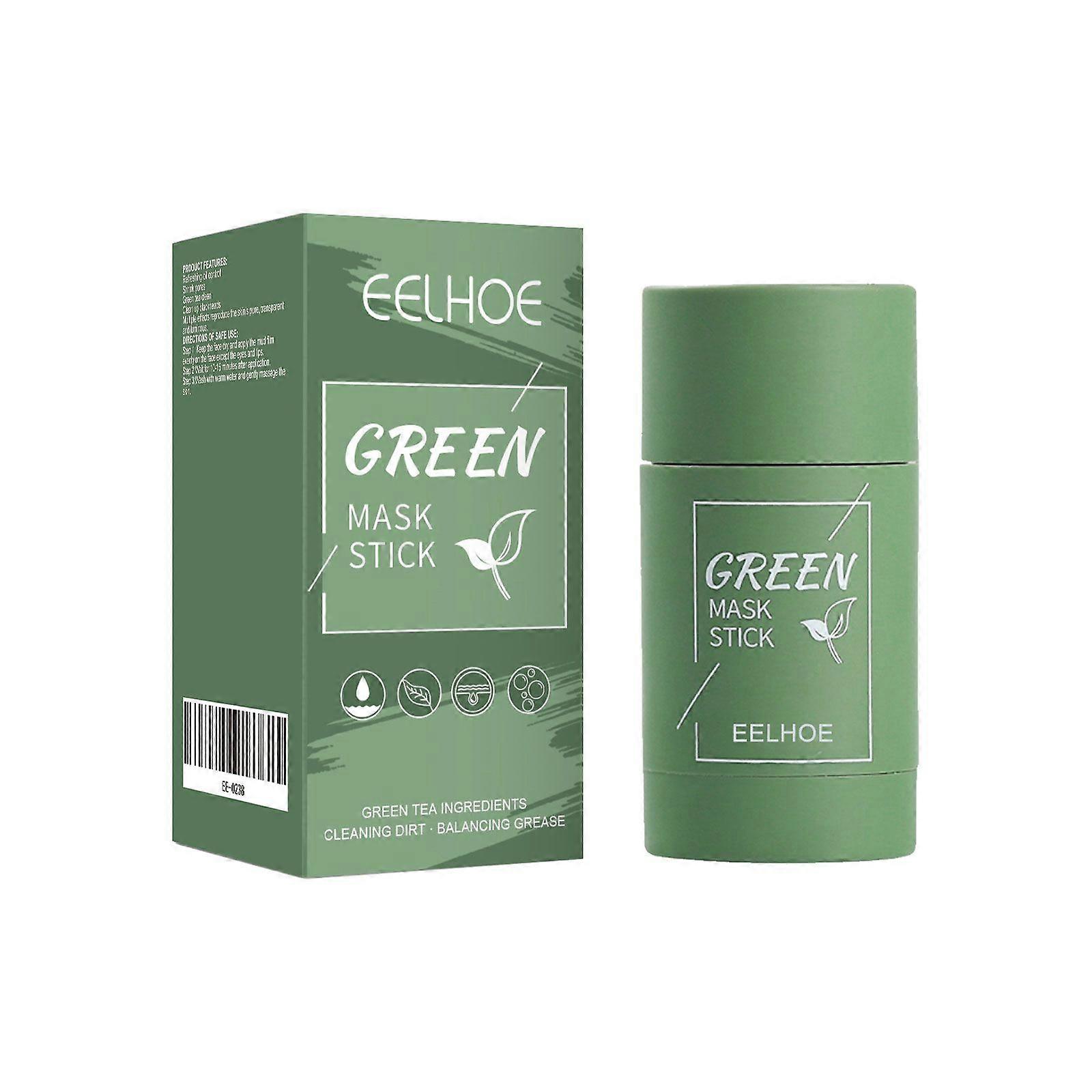 EELHOE Green Tea Solid Mask, Deep Cleansing Hydrating Mask Stick Pore-Narrowing Paste Mask Stick