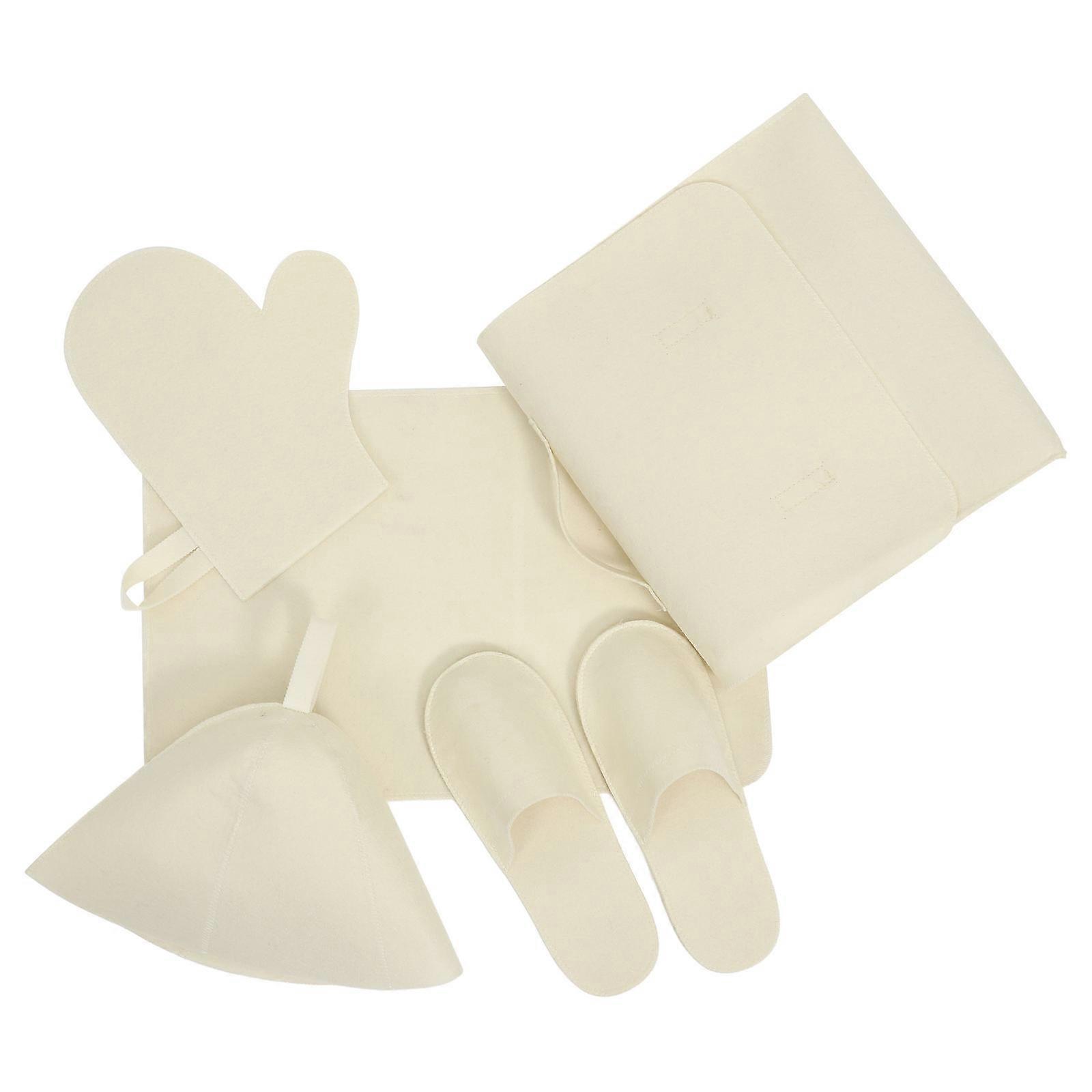 Sauna Gloves Felt Sauna Hat Set for Comfortable Home Use 1Set
