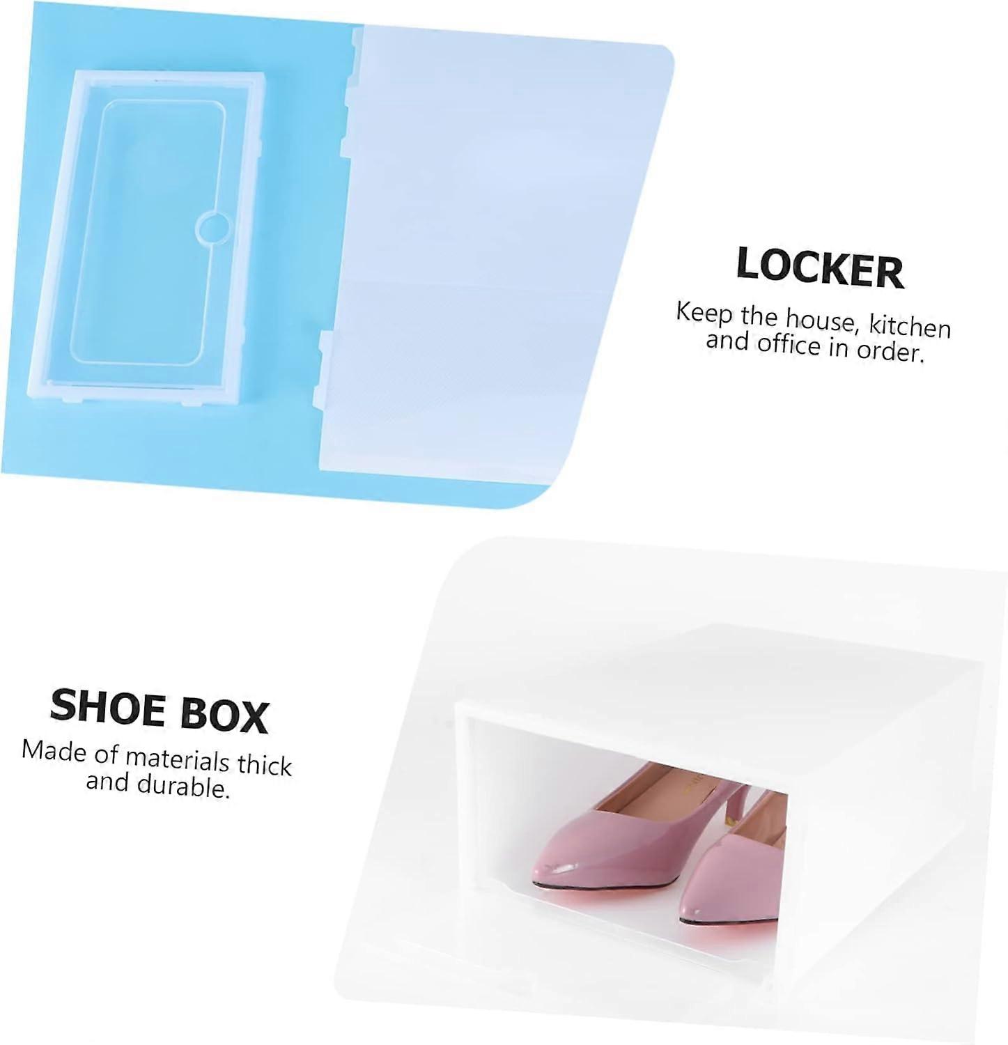 2pcs Stackable Clear Shoe Storage Boxes with Front Door for Closet and Entryway Sneakers White