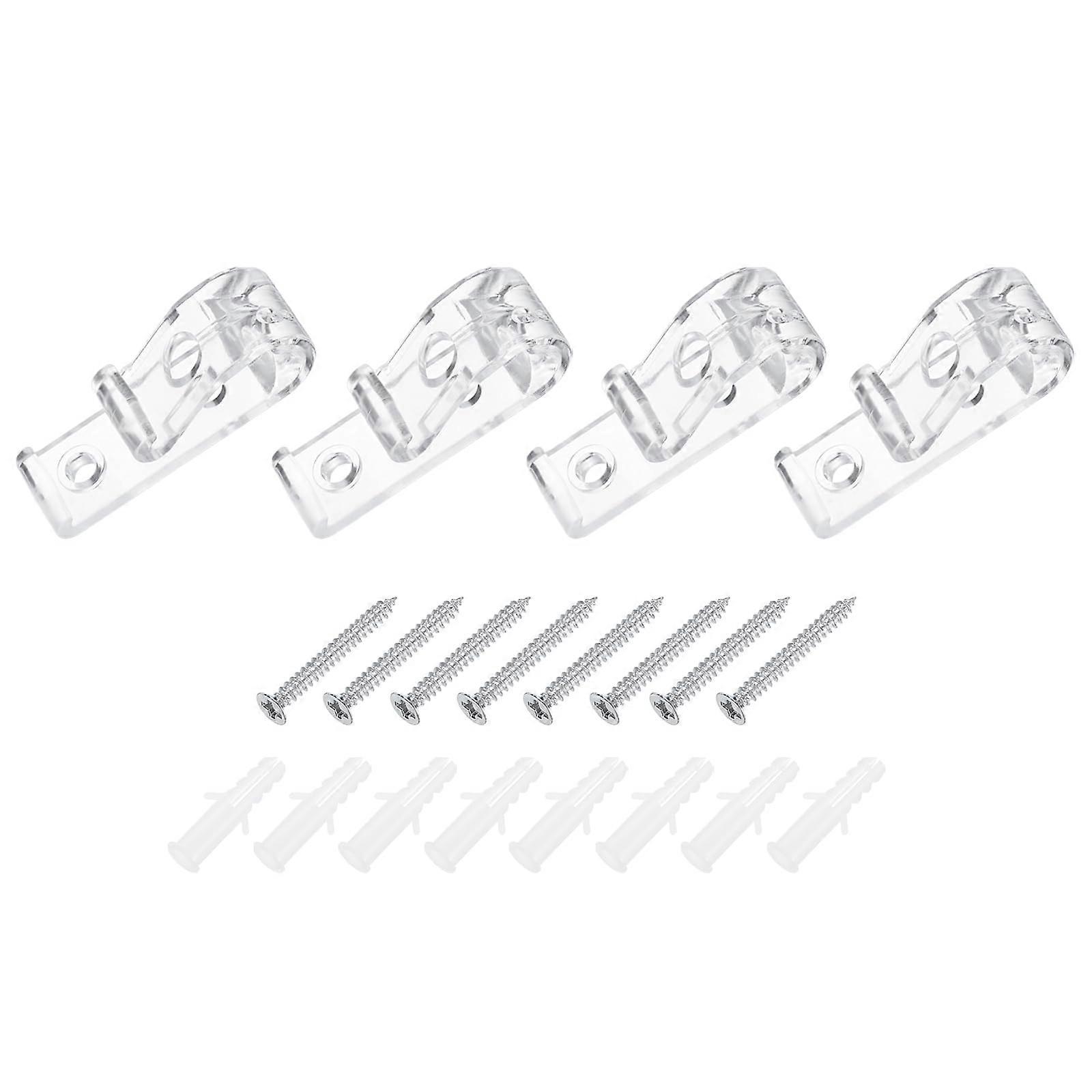 4Pcs Roller Shade Chain Tension Device and Curtain Cord Hold Down Clips, Clear Safety Hooks