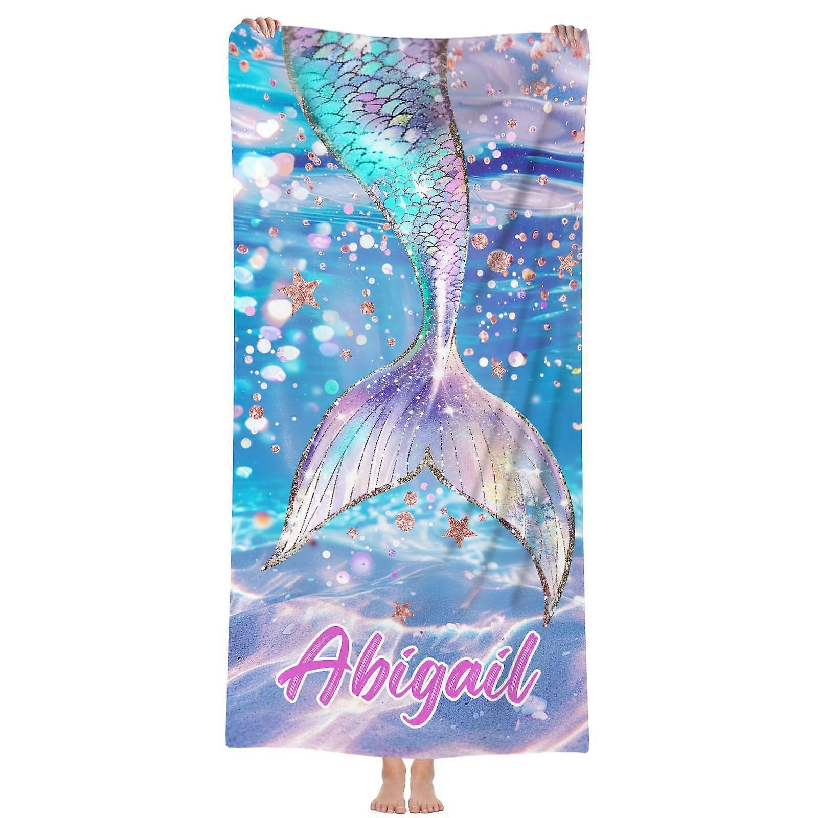 Beach Towel with Custom Name, Quick Dry Sand  Microfiber for Kids and Adults