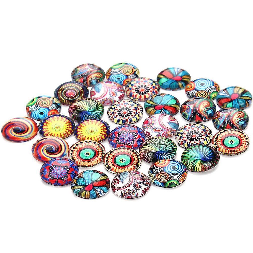 Glass Patch Creative DIY Ethnic Pattern for DIY Jewelry Making 30Pcs Set