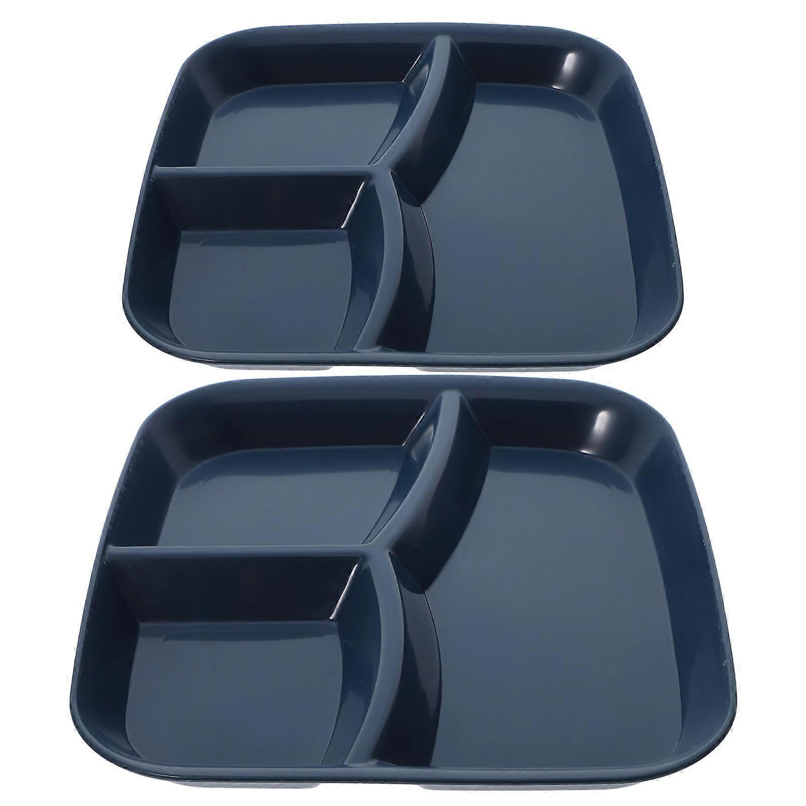 Divided Plate Blue Compartment Tray for Storage 2Pcs Reusable Serving Dish