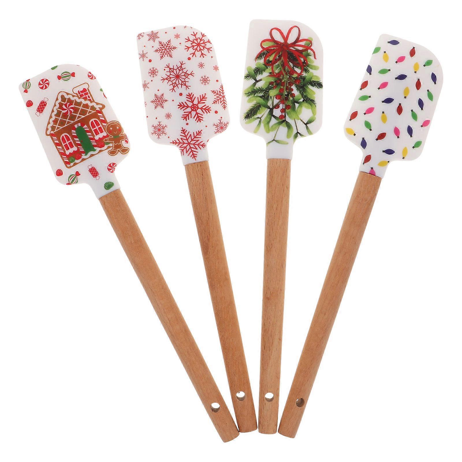 Silicon Spatula 4Pcs Kitchen Utensil Christmas Theme Assorted Color For Baking
