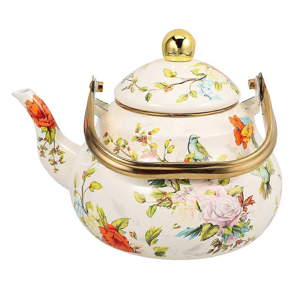 Retro Tea Kettle Enamel Teakettle For Home Decor Efficient Heat Distribution 1Set
