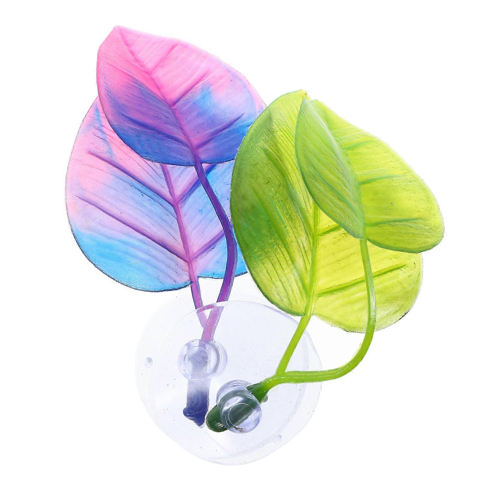Silk Aquarium Plants Betta Fish Bed for Spawning 2Pcs Plastic Leaves
