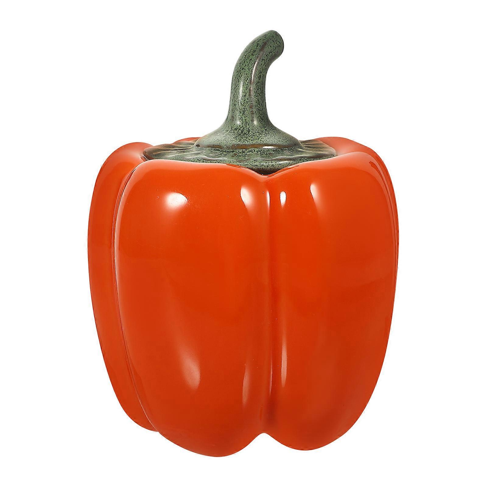 Ceramic Candy Holder Pumpkin Shape for Desktop Decoration Orange Sealed Storage 1Pcs