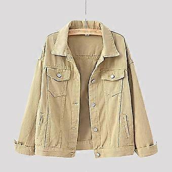 Damen-Frühlings- und Herbstmäntel, warm, einfarbig, langärmelig, Jeansjacke, Oberbekleidung, Größe 26-27