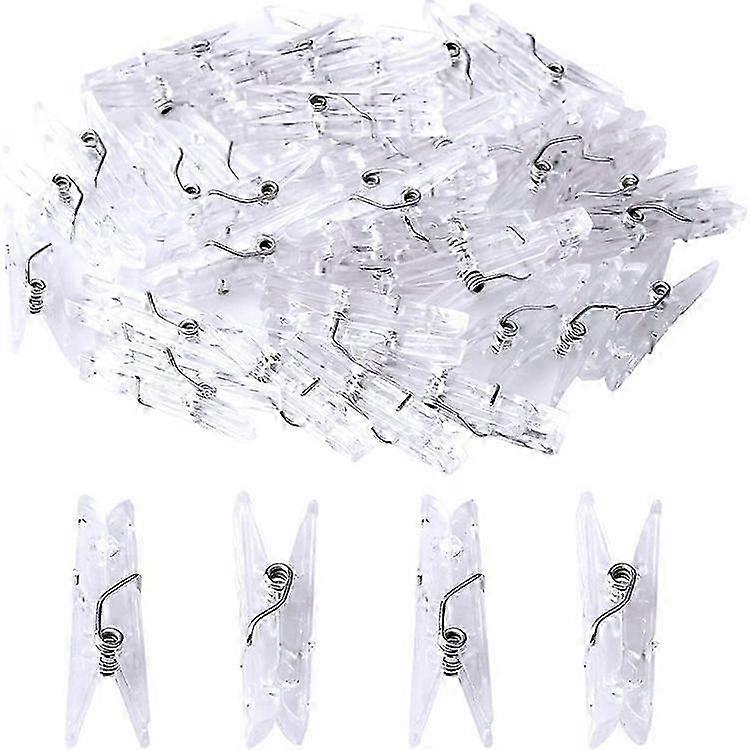 100pcs Mini Transparent Plastic Hanging Clips
