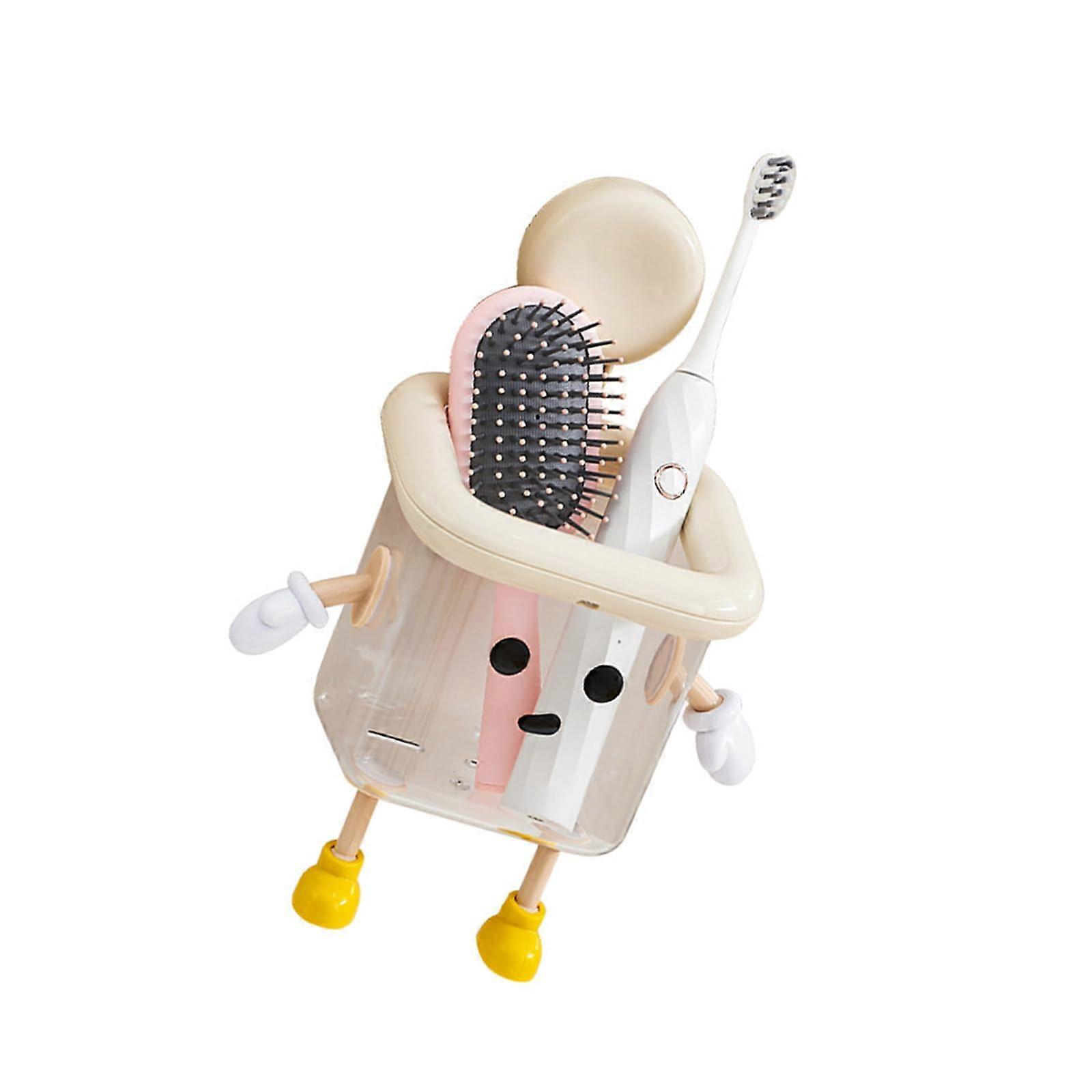 Transparent Wall Mounted Toothbrush Holder with Suction Cup, Space Saving Bathroom Organizer