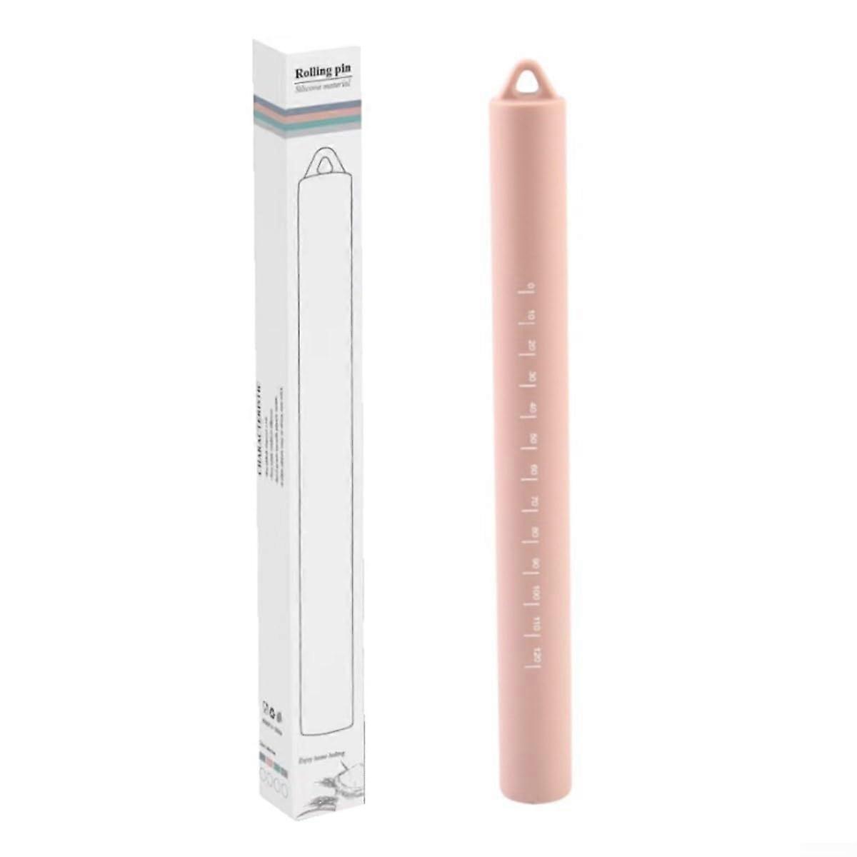 Silicone Rolling Pin 26.4cm Nonstick Surface Ergonomic Grip Dishwasher Safe for Baking Light Red