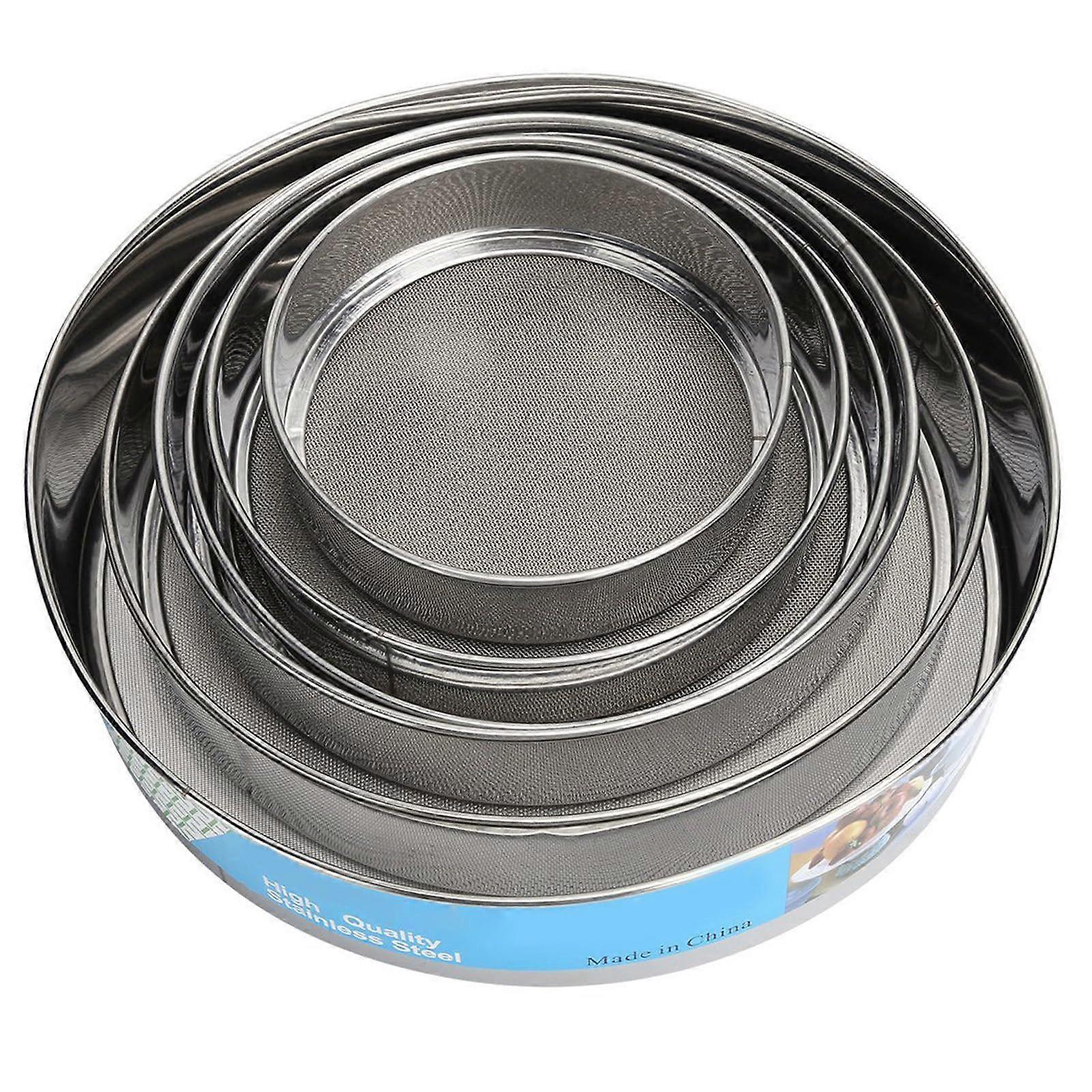 Stainless Steel Flour Sieve Set 6pcs Fine Mesh Round Baking Strainer MultiSize Kitchen Tool