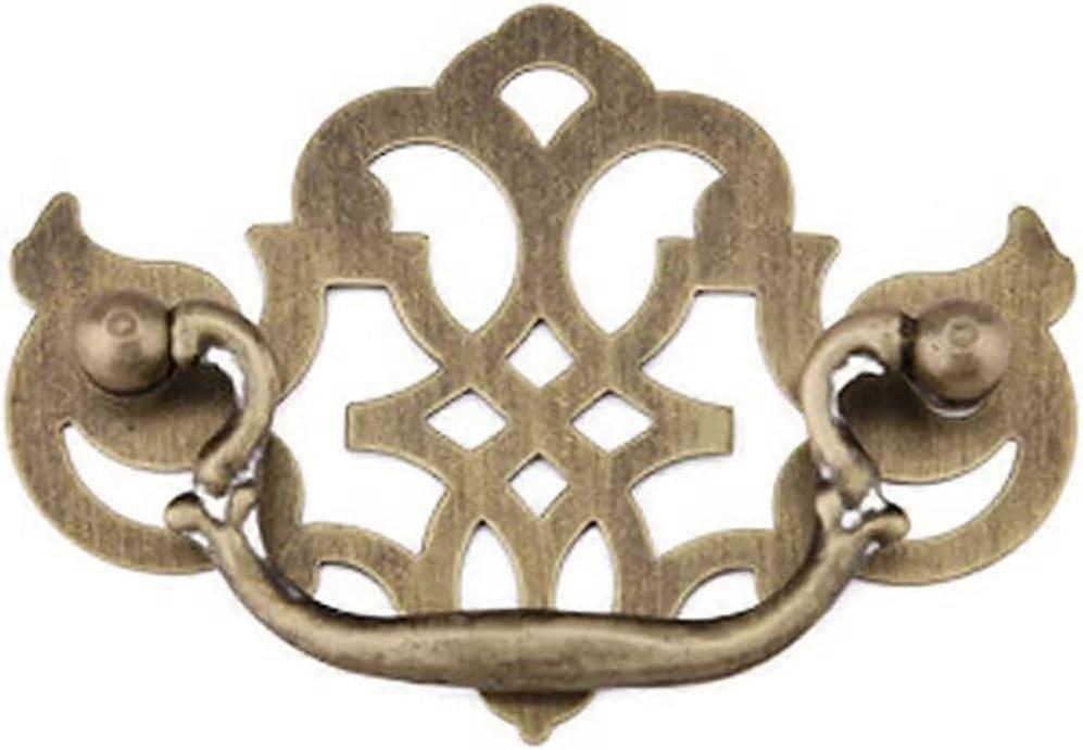 Cabinet Knobs Vintage Drawer Pulls Antique Brass Handles Flower Design Wardrobe Hardware 2pcs