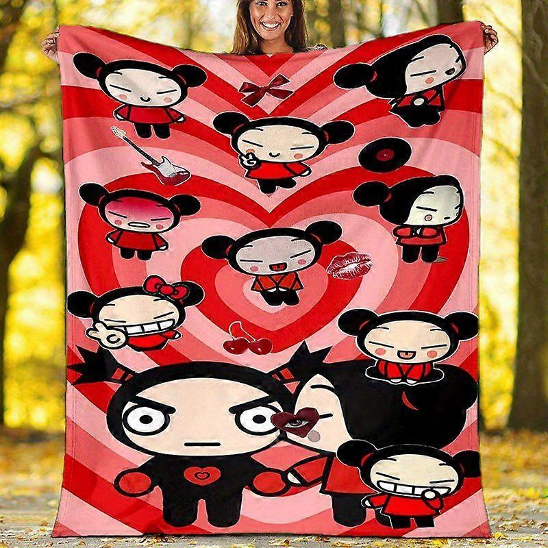 Pucca Theme Blanket Soft And Cozy Digital Print Polyester Knit for Napping Camping