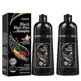 2pcs Natural Herbal Instant Black Hair Dye Shampoo For White Hair Coloring
