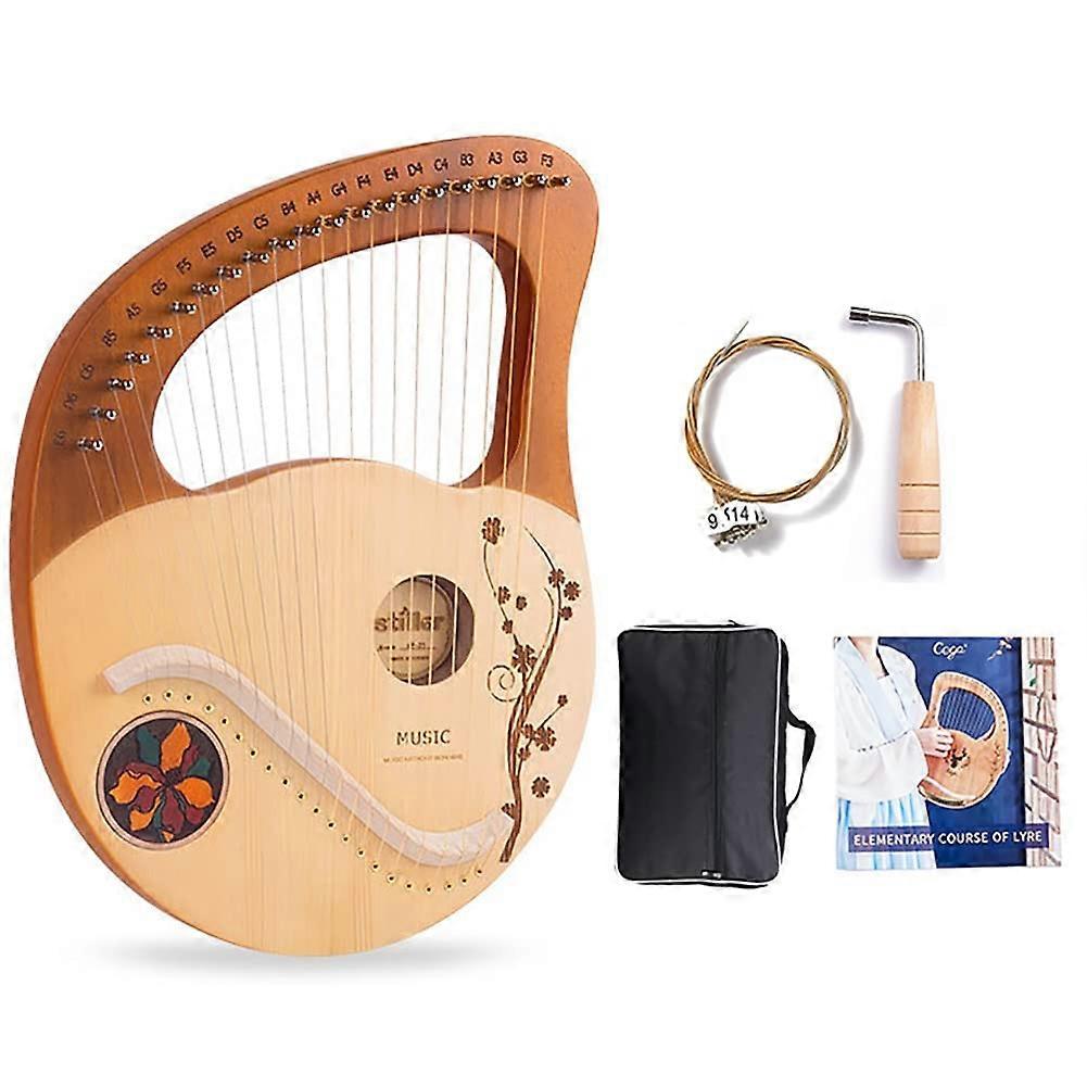 21 String Lyre Harp Solid Mahogany Body with Carry Bag Tuning Wrench Starter Kit for Beginners