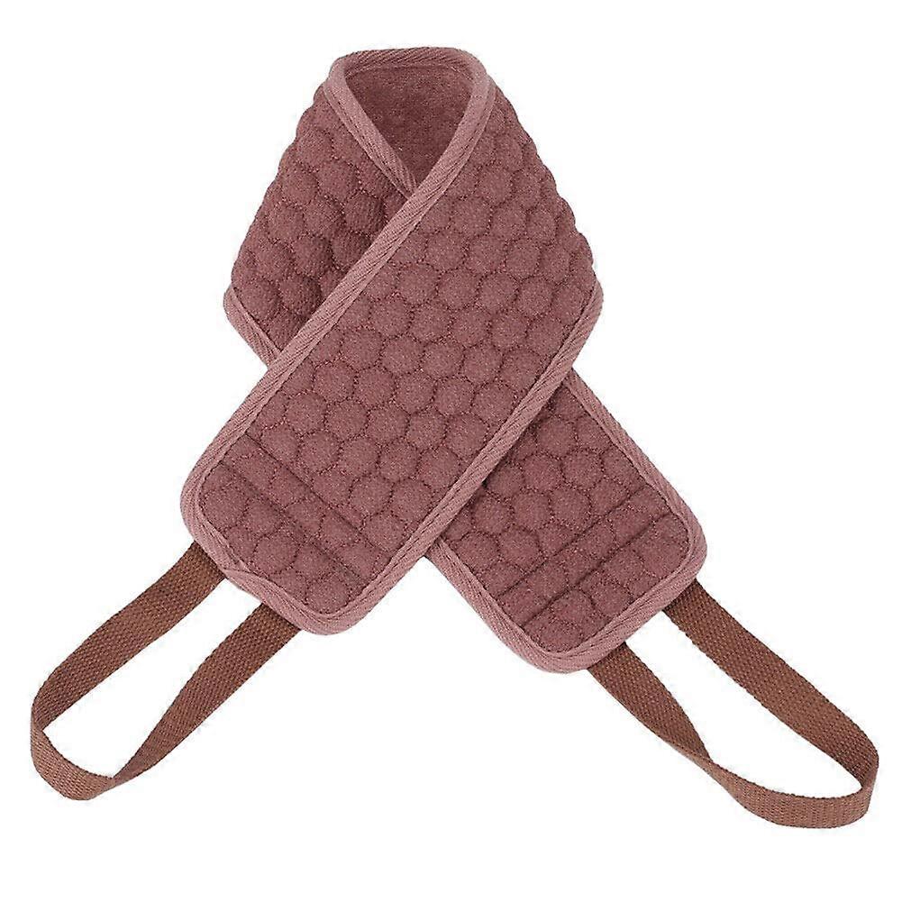 Back Scrubber for Shower with Long Handle, DualSided Exfoliating Bath Strap for Deep Cleaning, Brown
