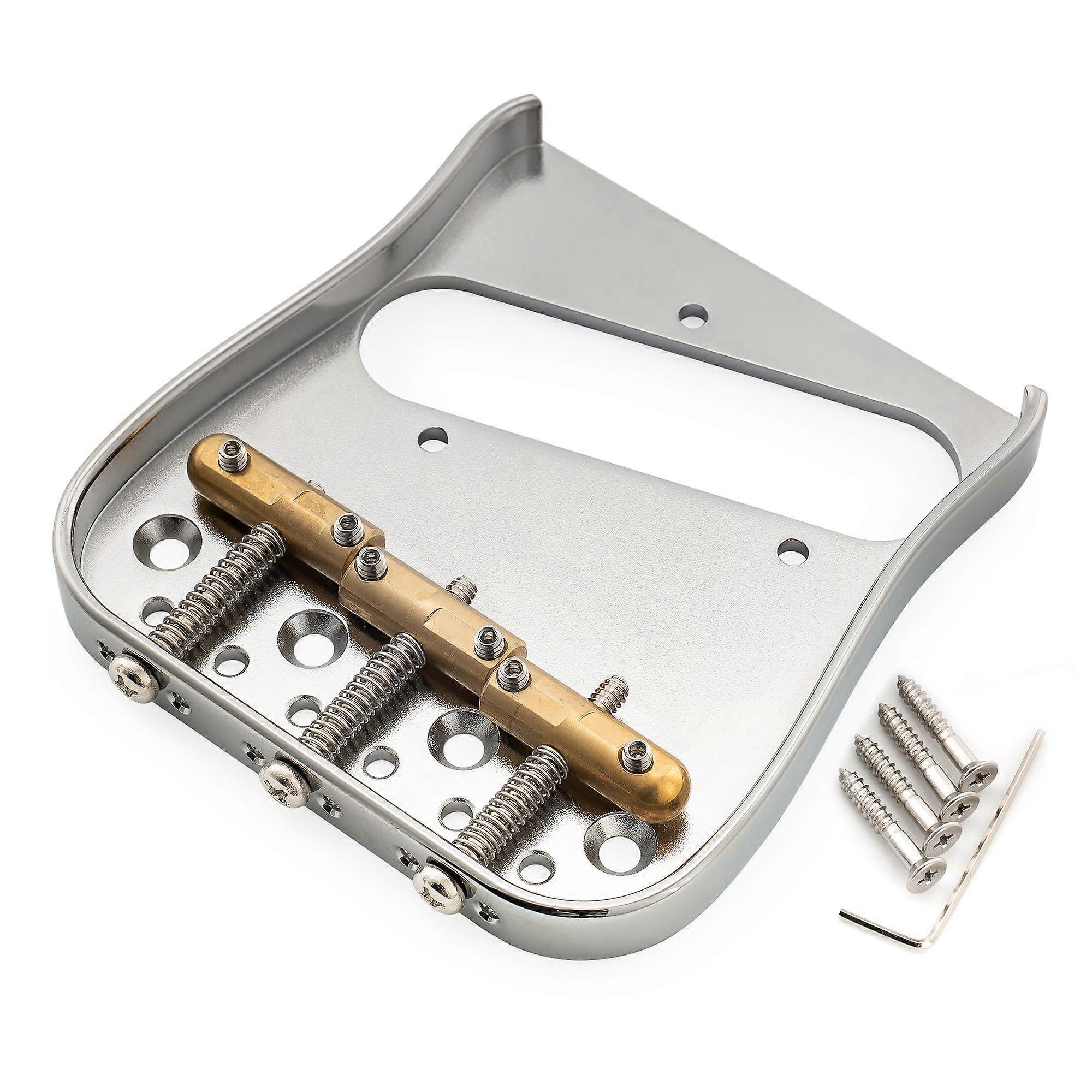 LeftHanded Brass Bridge 54mm String Spacing Chrome with Wave Compensated 3Saddle for Telecaster