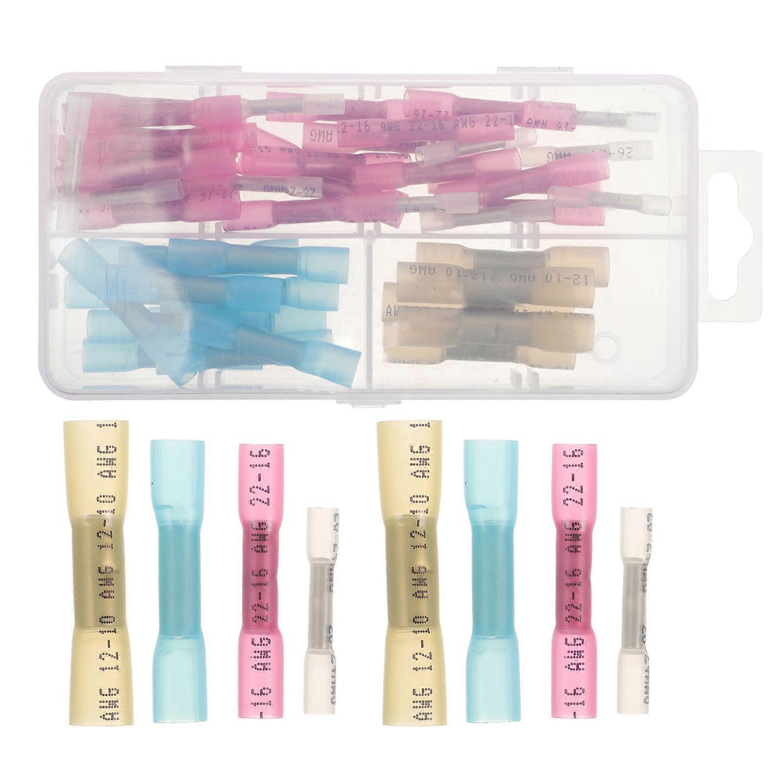 Electrical Connectors Kit Butt Wire Connectors for Heat Shrink 50Pcs