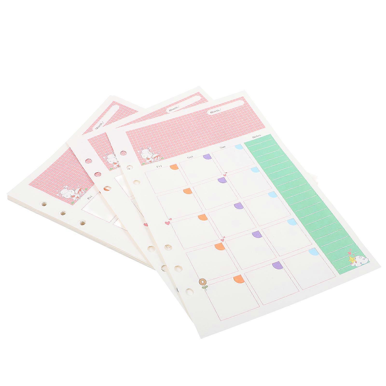 Planner Paper Refills Loose Leaf Paper for Spiral Notebook 3Pcs Assorted Color
