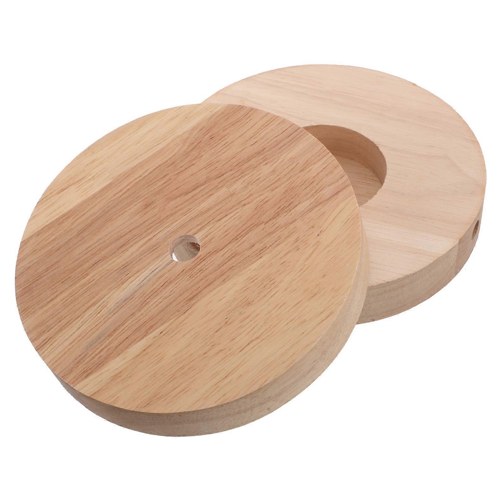 Wooden Lamp Base for Holding 4Pcs Rustic Solid Wood Round Table Lamp Stands