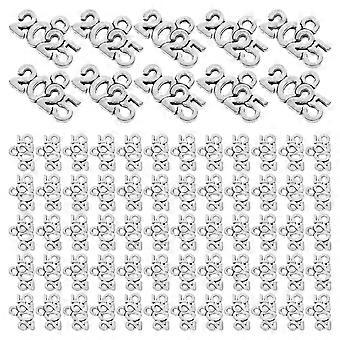 Silver Zinc Alloy 2025 Keychain Charm for Graduation Decoration 100Pcs