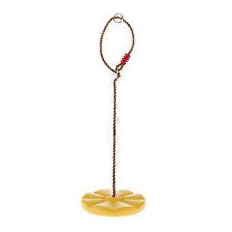 Balanço de disco de plástico resistente com corda de PE para crianças, equipamento de recreação ao ar livre, amarelo. Qualidade perfeita.