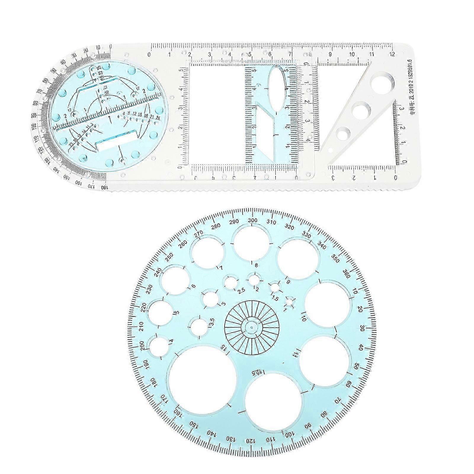 Versatile Drawing Tool Professionals Standard Design Plastic 19X7.8cm 2Pcs
