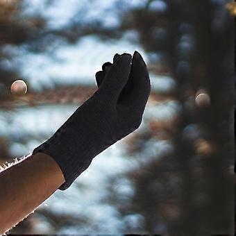 Varma stickade handskar helfinger vinterkläder herr damer svarta 1 par